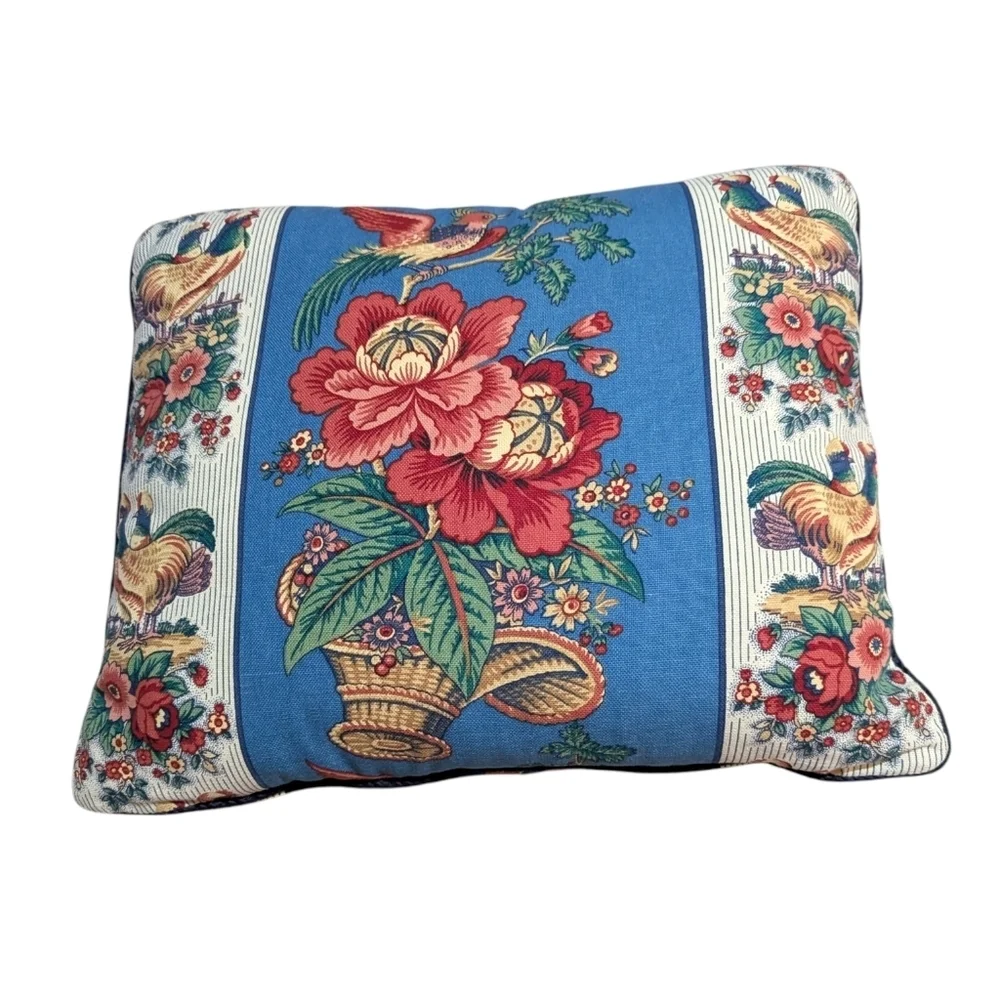 Waverly Vintage Rochelle French Farmhouse Blue Floral Decorator Pillow 18x15